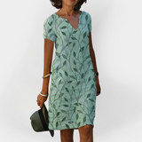 Summer Dress with Leaf Pattern