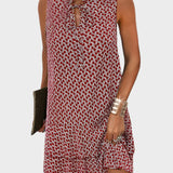 Mini Dress with Pattern and Neck Tie Detail