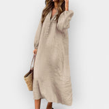 Elegant Linen Dress with Stylish Line