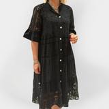 Lace Dress with Sleeves and Front Buttons